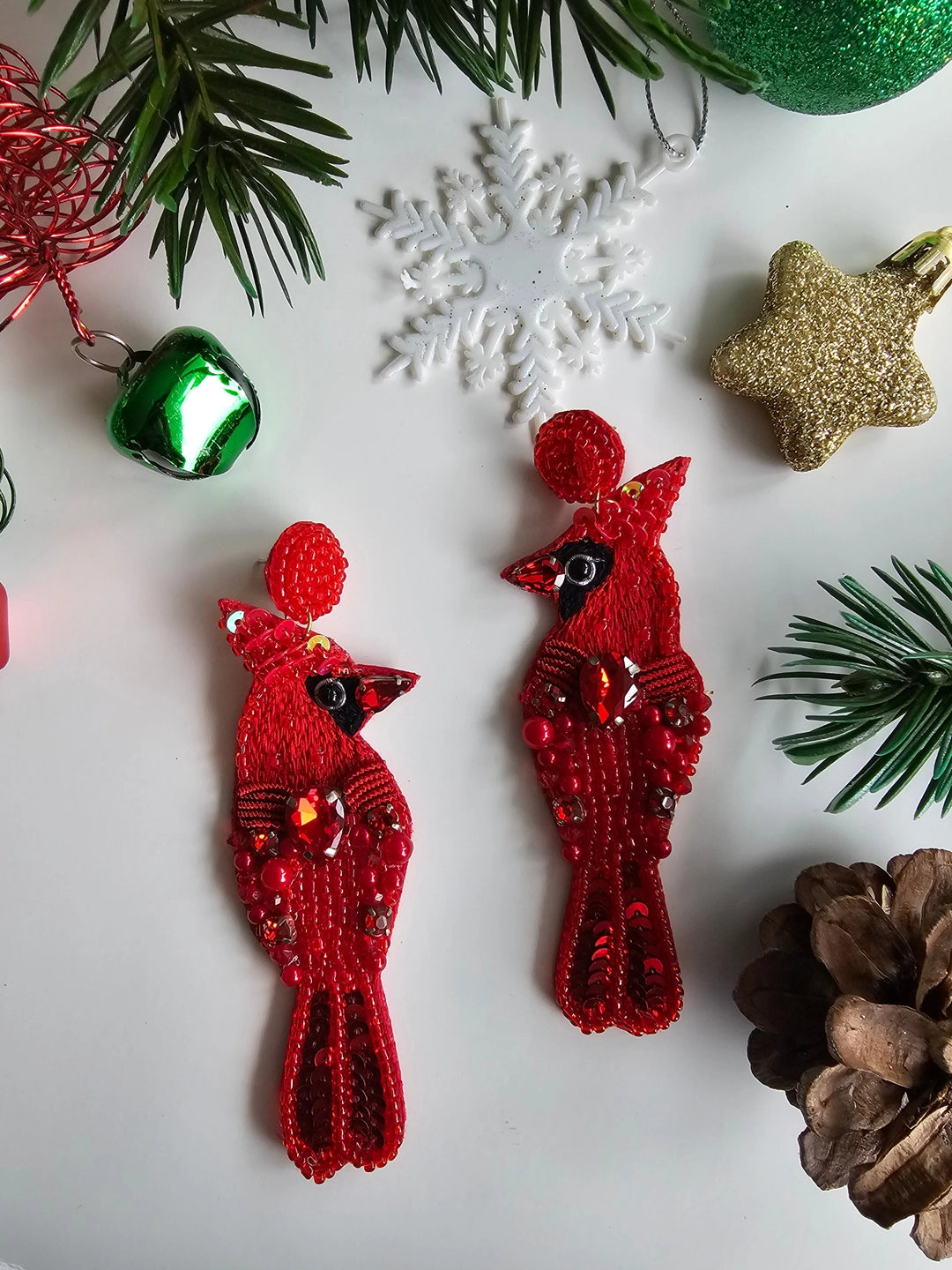 Red Cardinal Bird Earrings