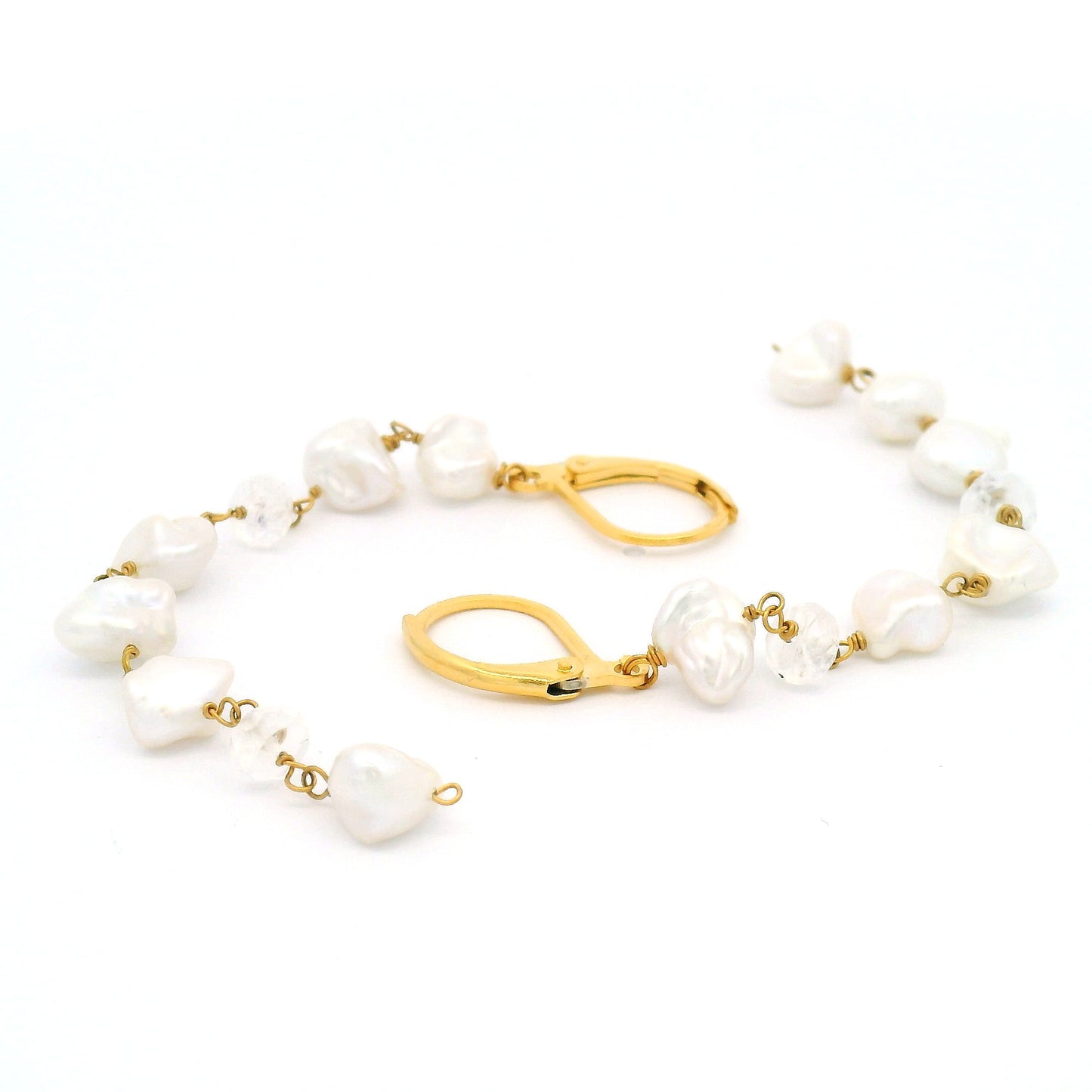 Pearl, Moonstone Long Drop Earrings