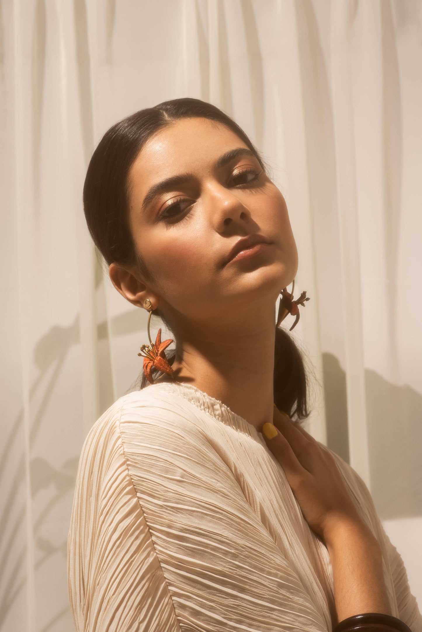 Navy Blue Lilium Earrings