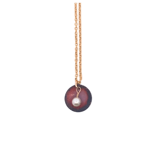 Enamel Oyster Pearl Pendant Necklace