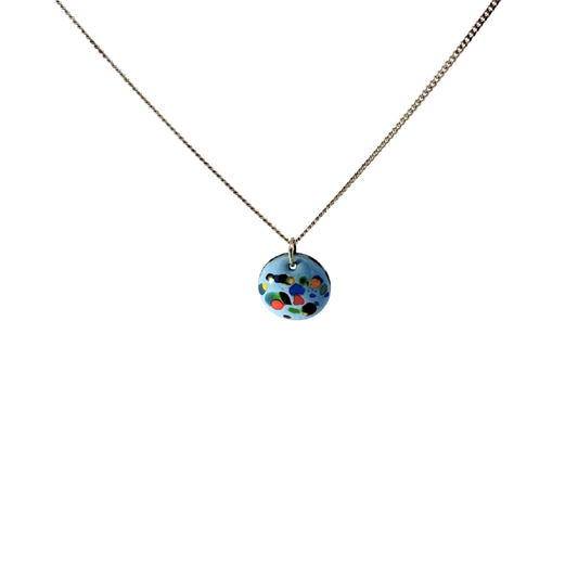Blue Enamel Confetti Necklace