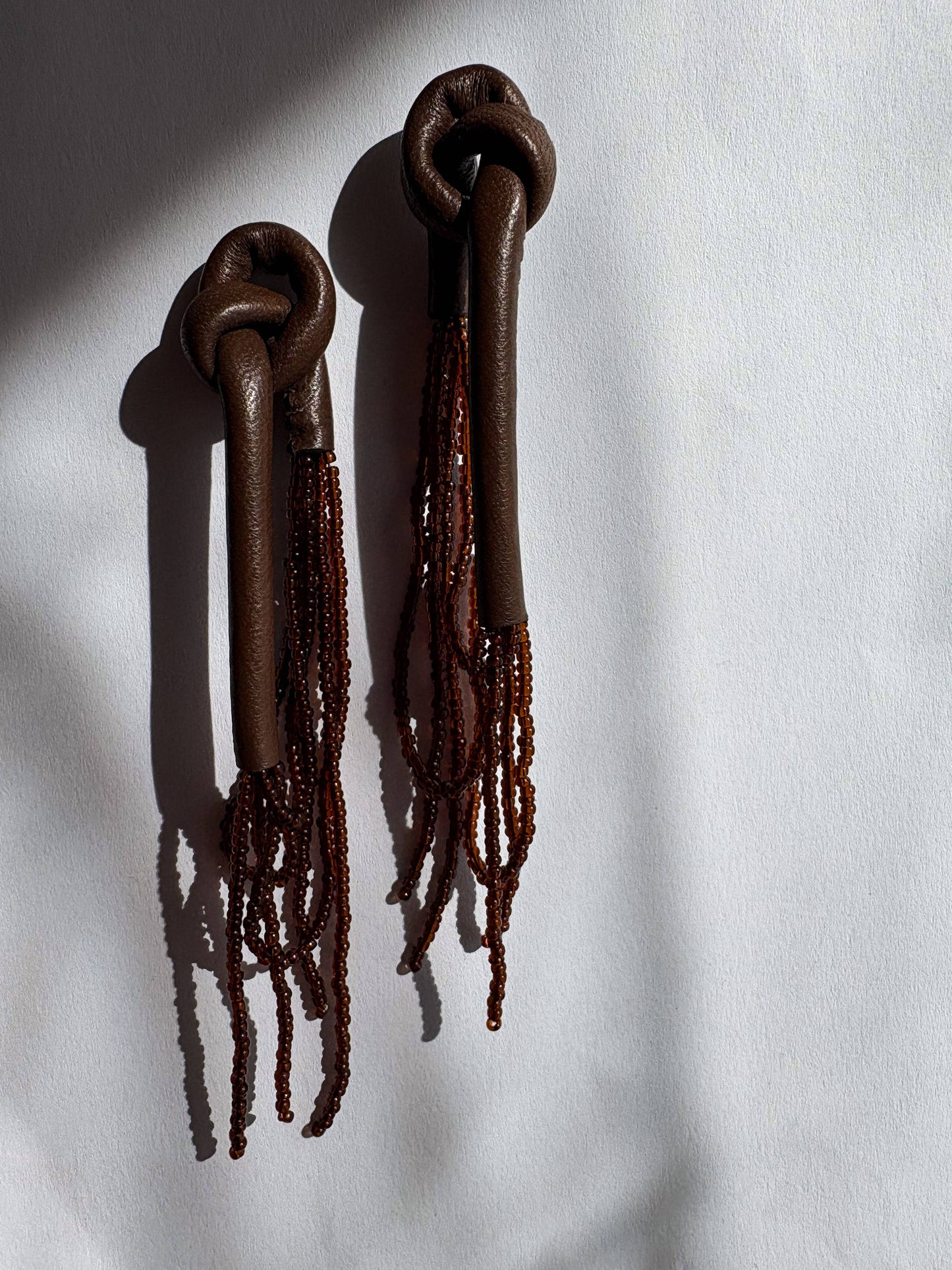 Espresso Knot Bead Strand Earrings
