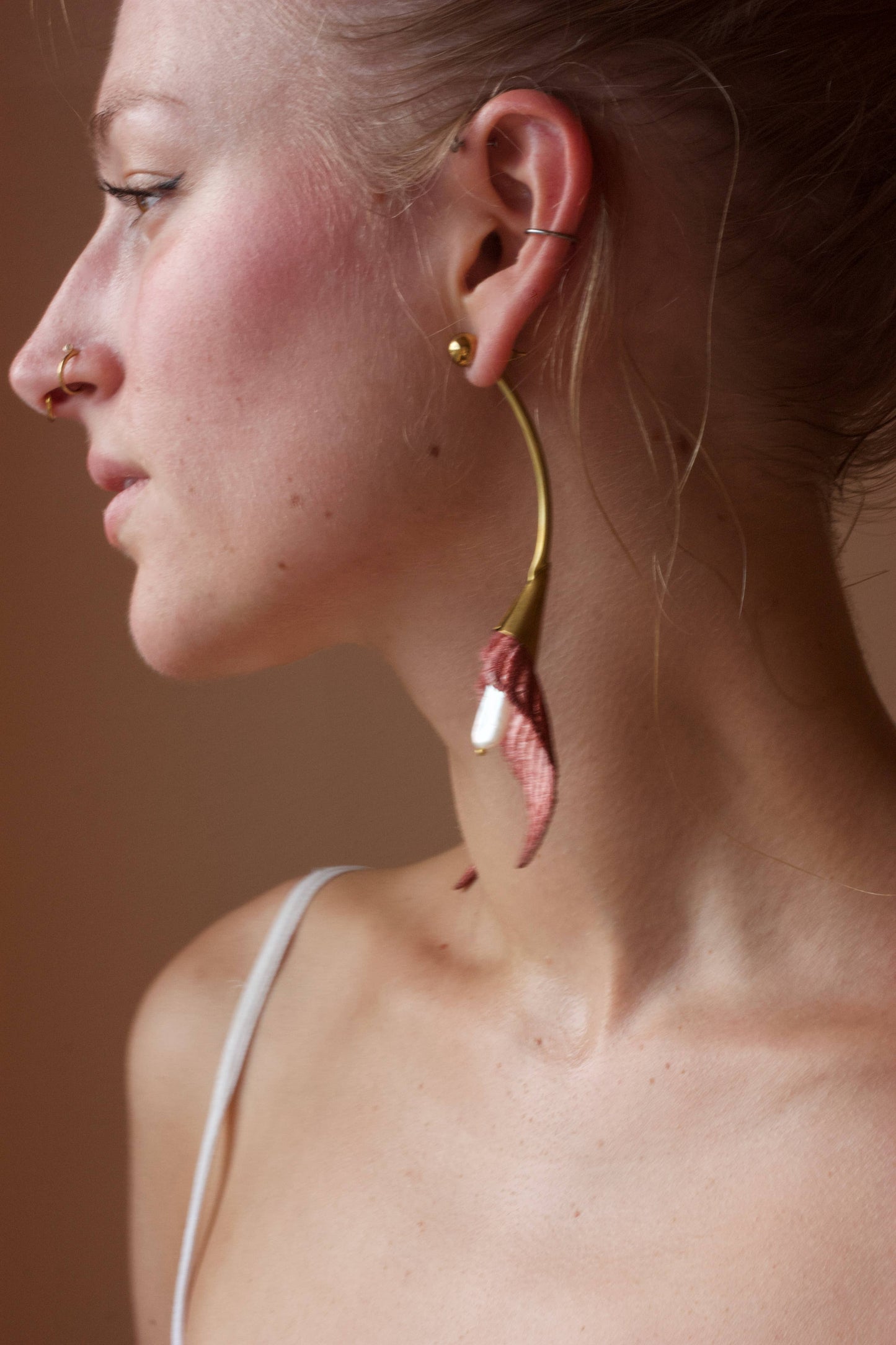 Rose Calla Lily Long Drop Earrings