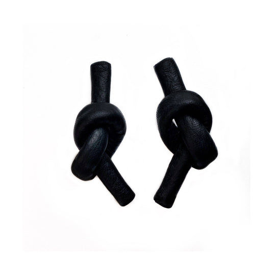 Black Knot Leather Earrings