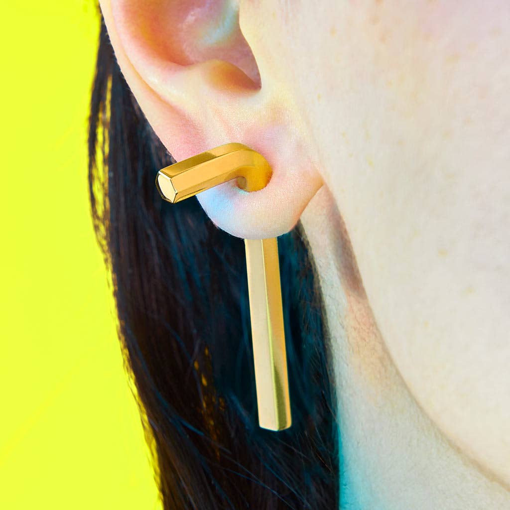Gold Hex Key Earring