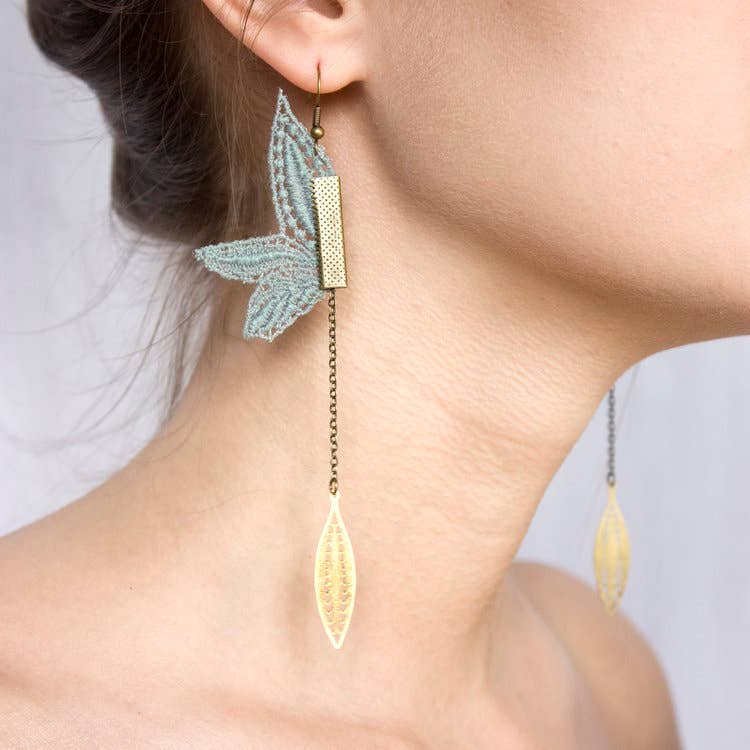 Floral Lace & Chain Earrings