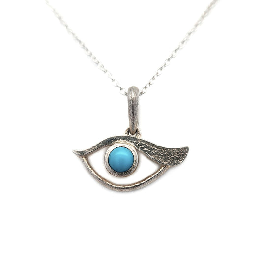 Sterling Silver Eye & Turquoise Pendant