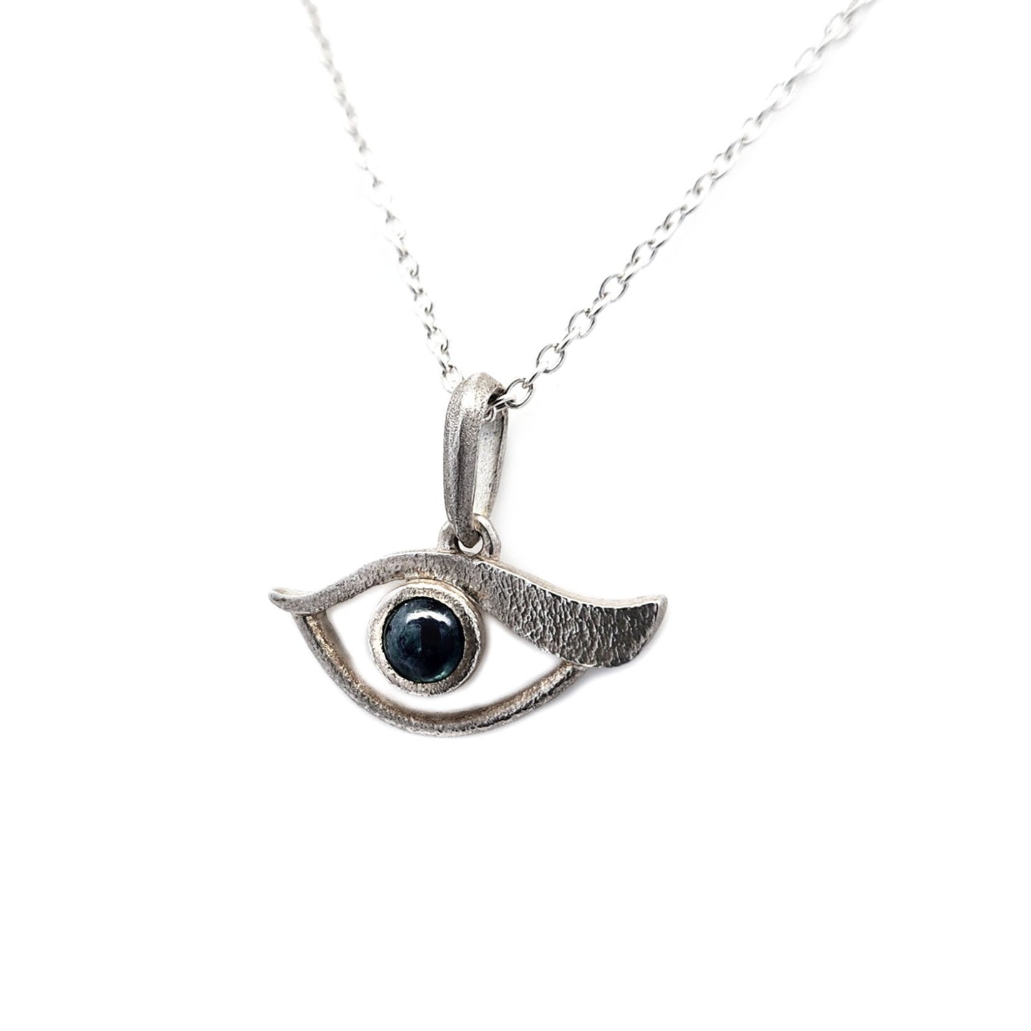 Sterling Silver Eye & Sapphire Pendant