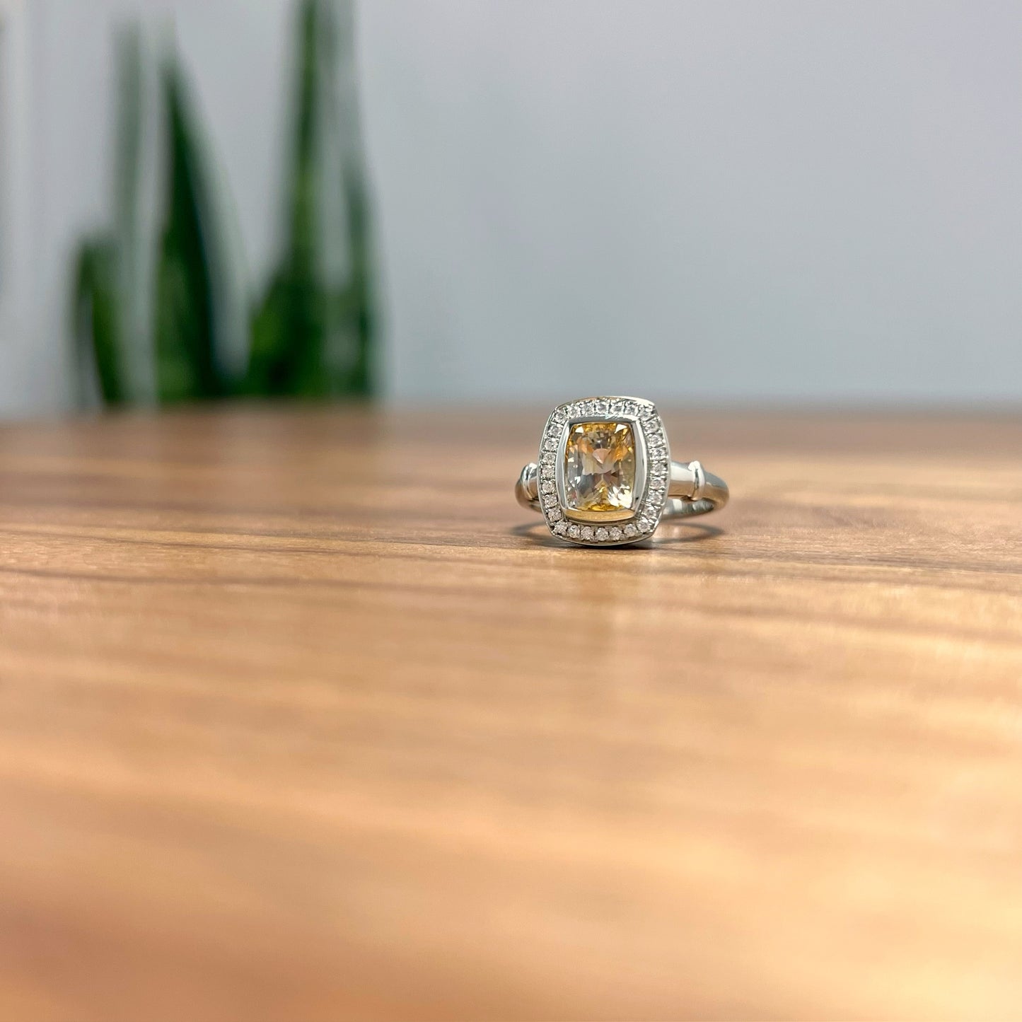 Champagne Sapphire Halo Ring