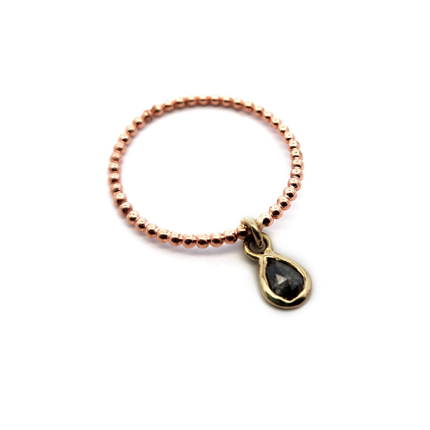 Salt & Pepper Diamond Gold Charm Ring