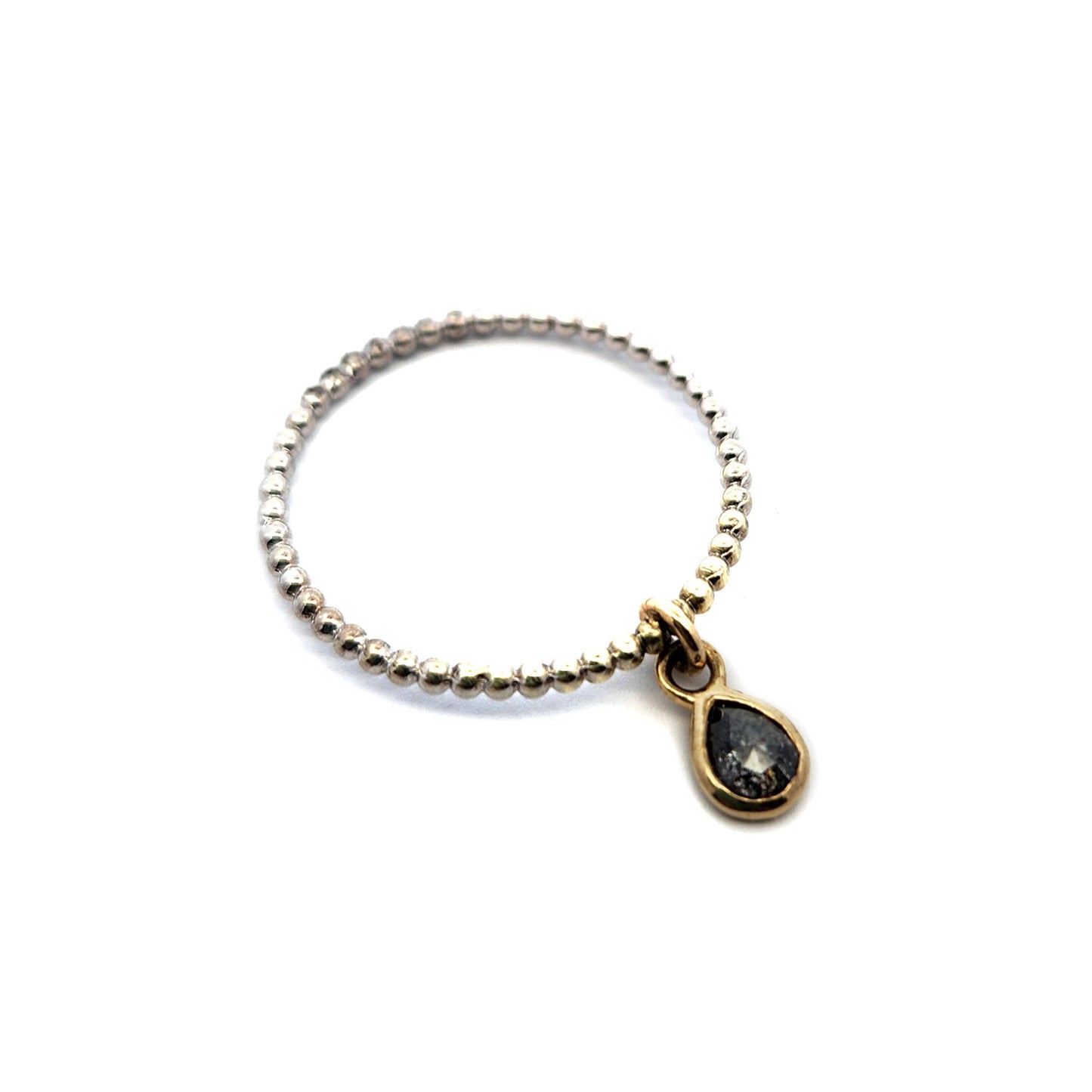 Salt & Pepper Diamond Gold Charm Ring