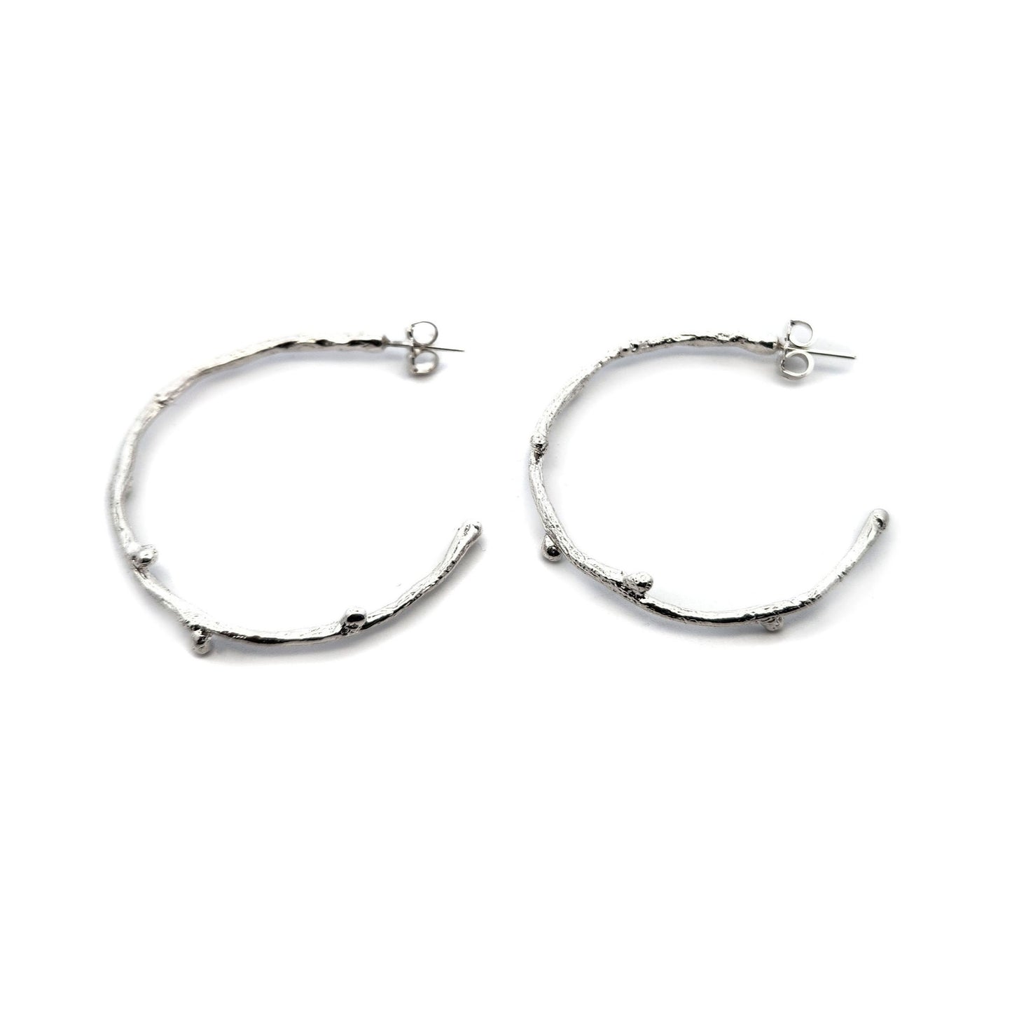 Extra Large Sterling Silver Branch Hoop Earrings