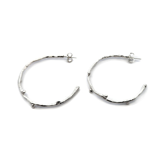 Extra Large Sterling Silver Branch Hoop Earrings