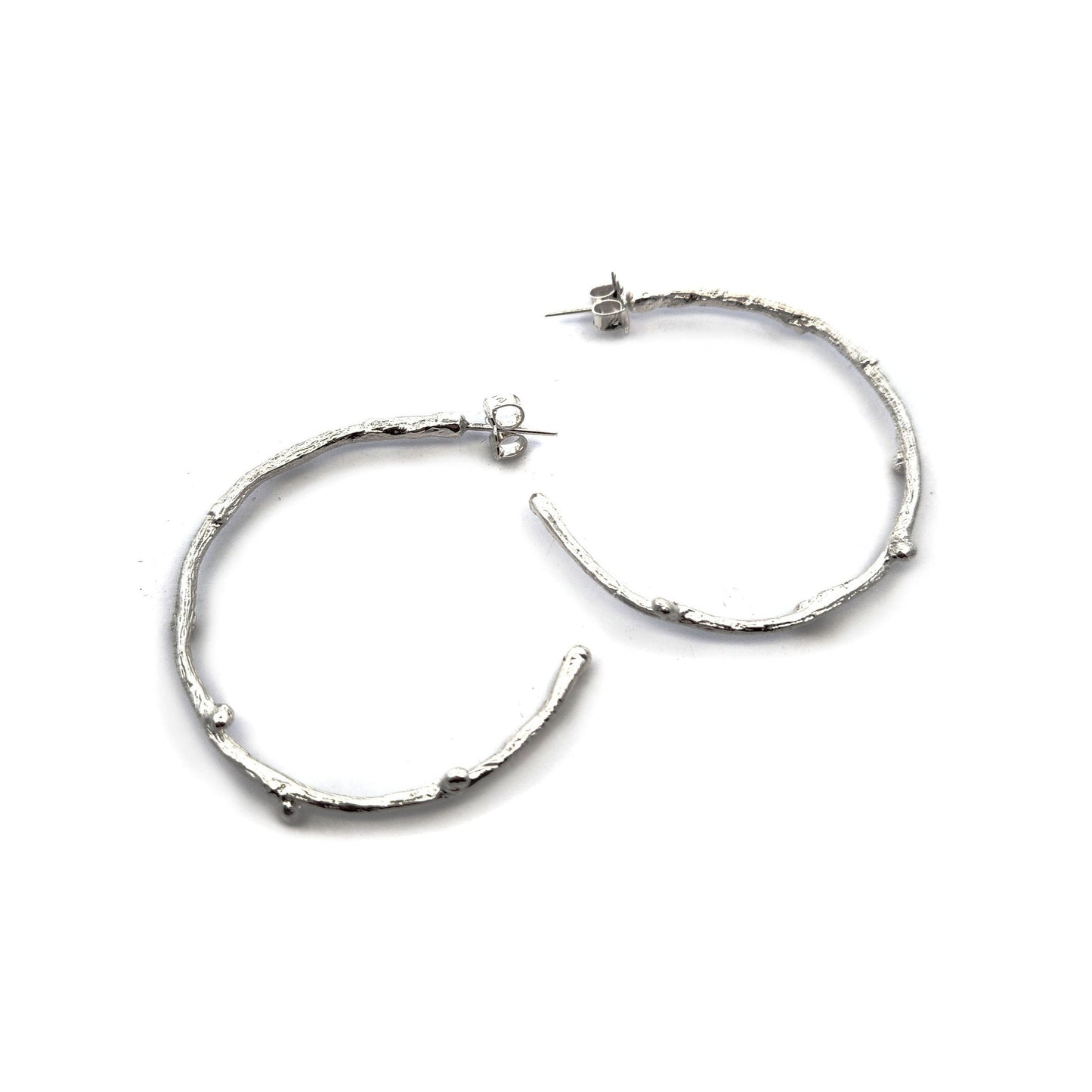 Extra Large Sterling Silver Branch Hoop Earrings