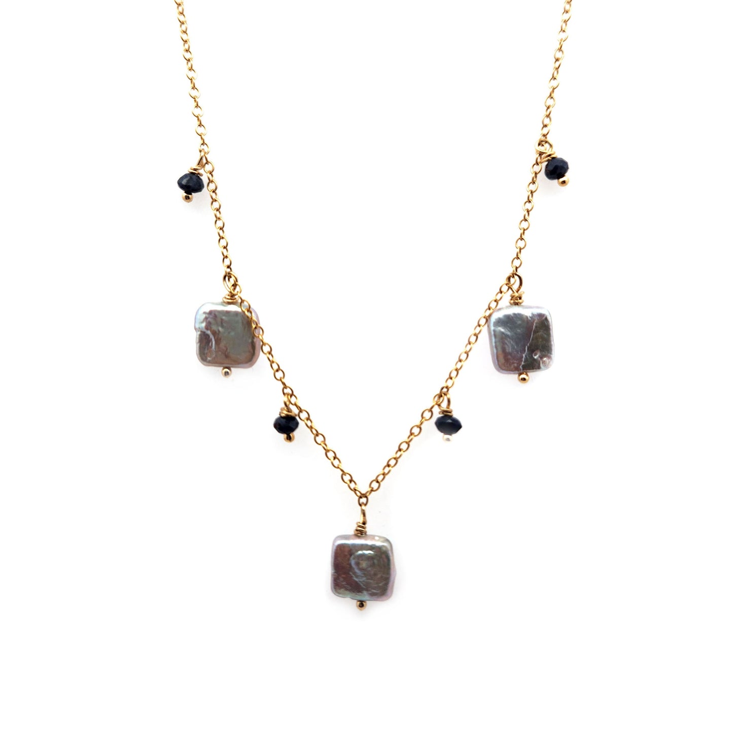 Pearl & Sapphire Dangle Necklace