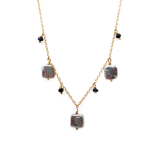 Pearl & Sapphire Dangle Necklace