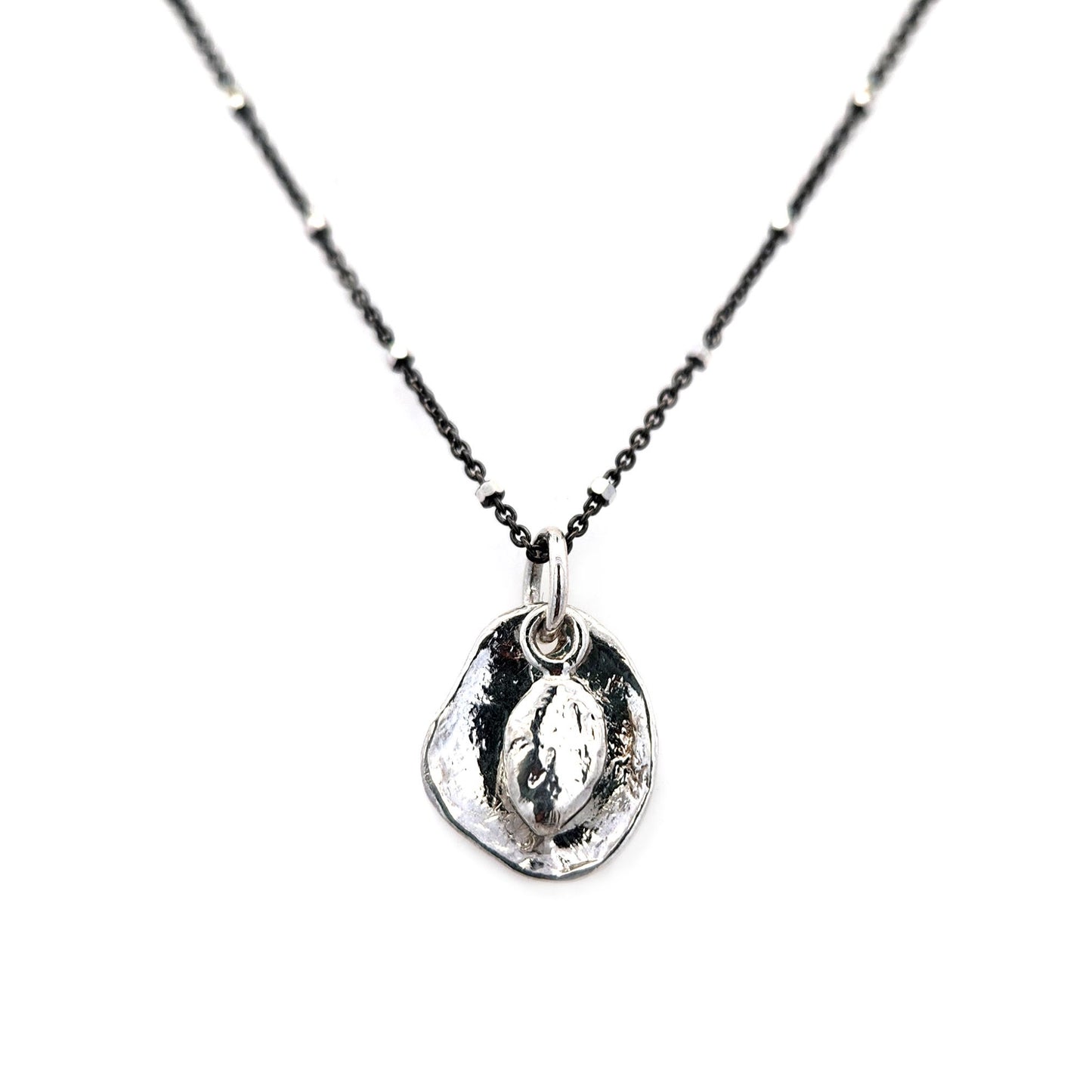 Oxidized Silver Kidney Pendant