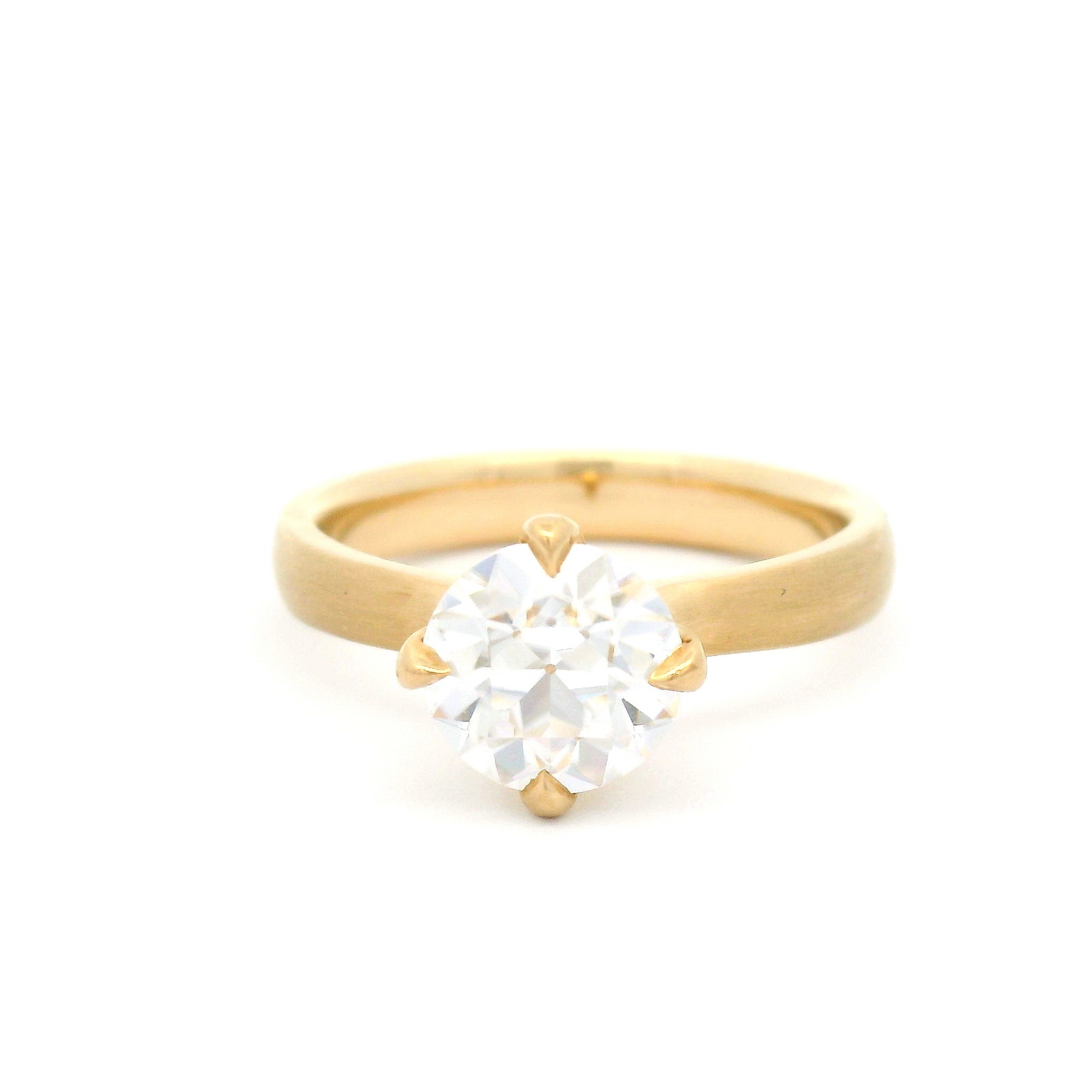 14k Yellow Solitaire with 7mm Old Euro Cut Moissanite