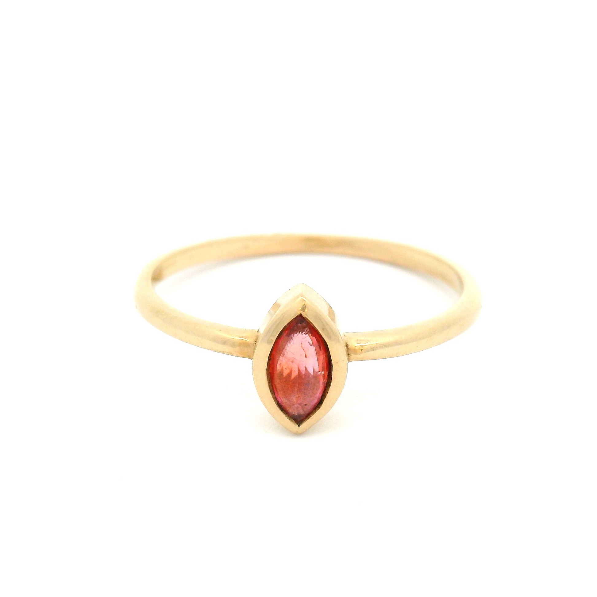 14k Yellow Gold Bezel Set Solitaire with Pink Rose-Cut Sapphire