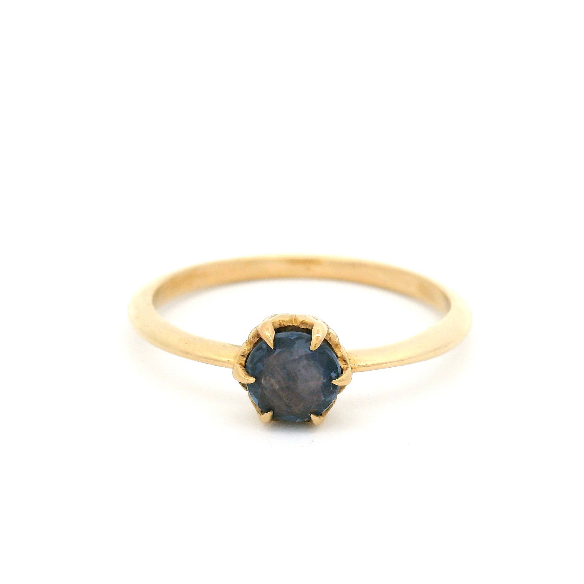14K Yellow Solitaire with 5mm Blue Rose-Cut Sapphire