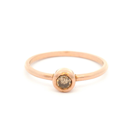 14k Rose Gold Bezel Set Solitaire with Champagne Diamond