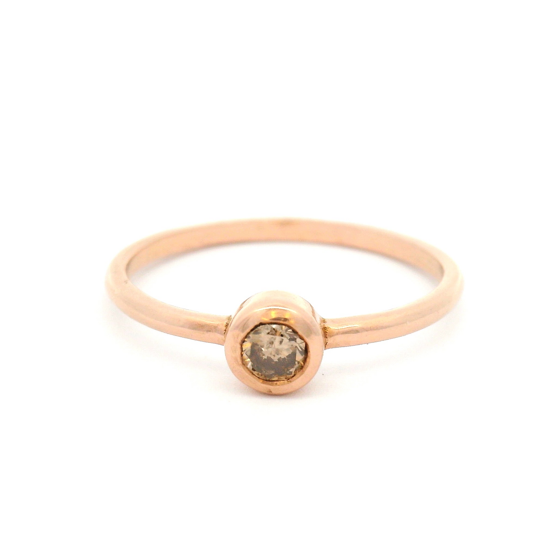 14k Rose Gold Bezel Set Solitaire with Champagne Diamond