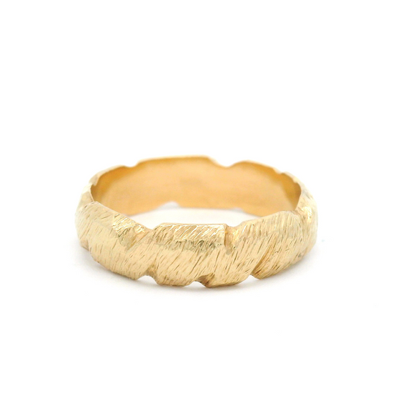 10k Yellow Etched 5mm Wide Wedding Band