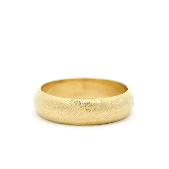 10k Yellow Textured  Half-Round Wedding Band
