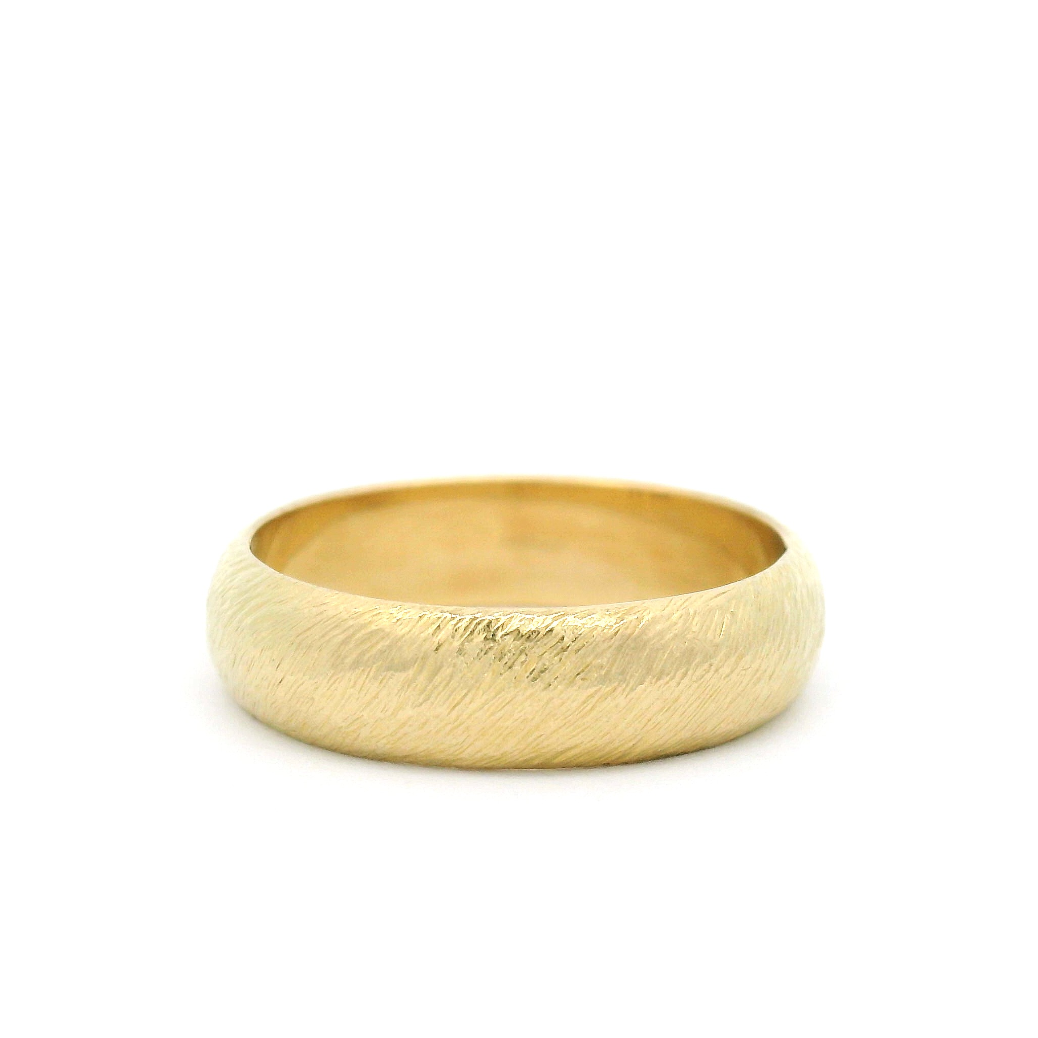 10k Yellow Textured  Half-Round Wedding Band