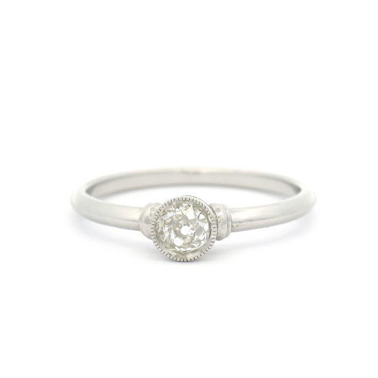 Platinum Vintage Style Bezel Set Solitaire with 0.23ct Old European Cut Diamond