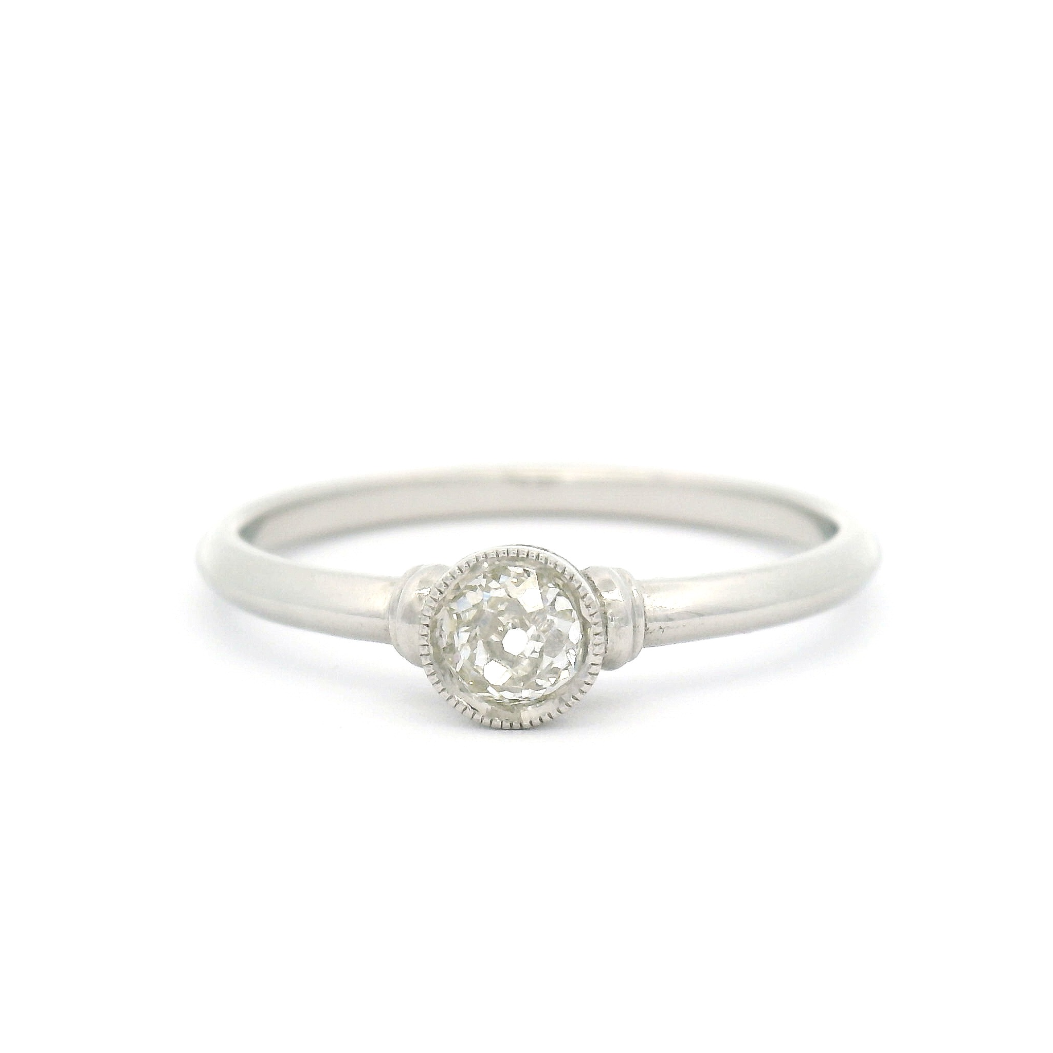 Platinum Vintage Style Bezel Set Solitaire with 0.23ct Old European Cut Diamond