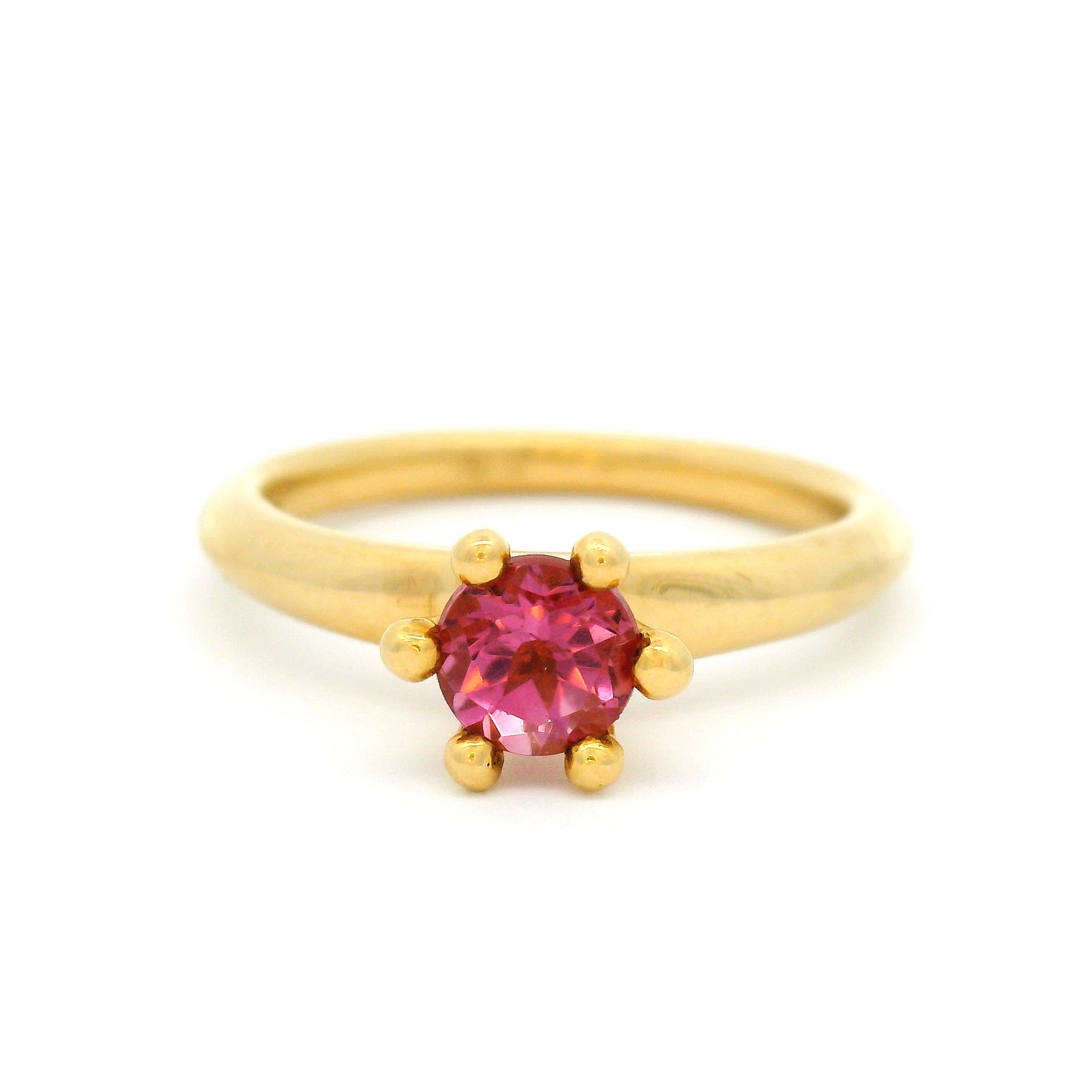 18k Yellow Six Claw Solitaire with 0.55ct Pink Tourmaline