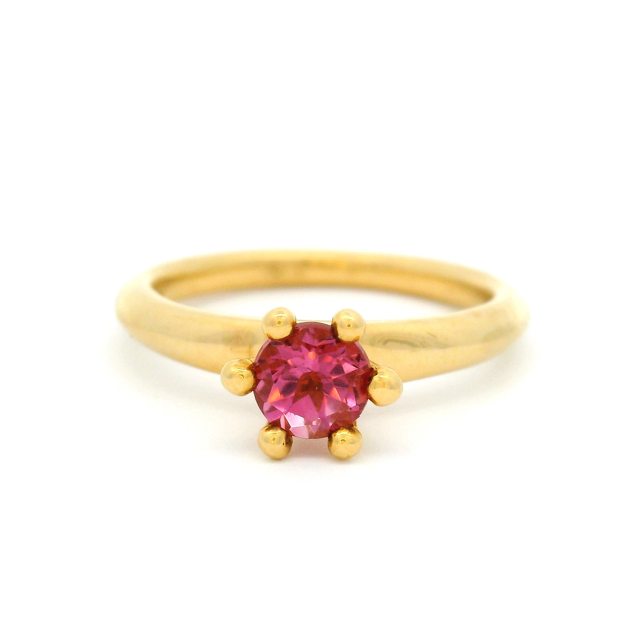 18k Yellow Six Claw Solitaire with 0.55ct Pink Tourmaline