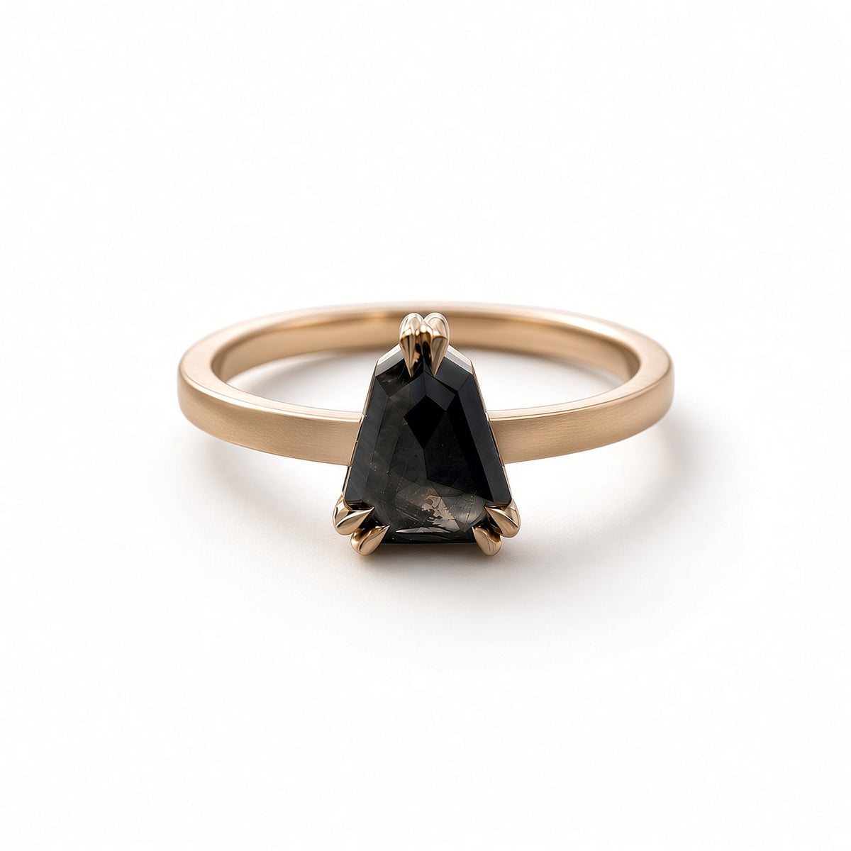 Shield Salt & Pepper Diamond Solitaire Engagement Ring