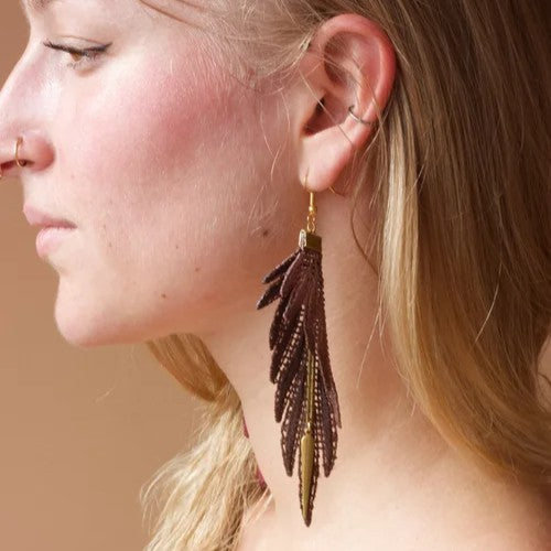 Long Cocoa Parrot Earrings