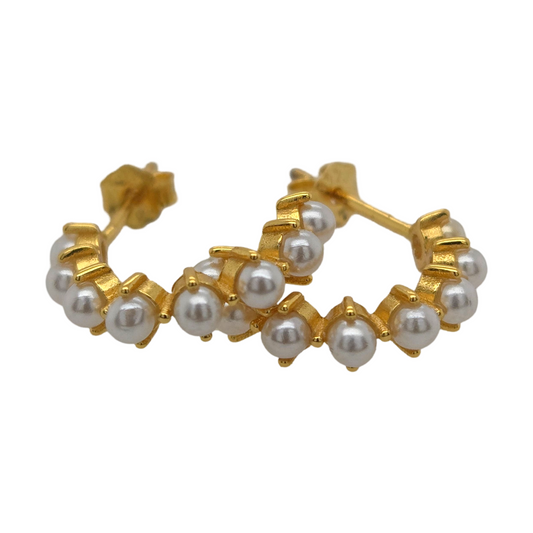Gold Pearl Hoops