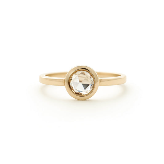 Rose-Cut Sapphire Bezel Solitaire Ring