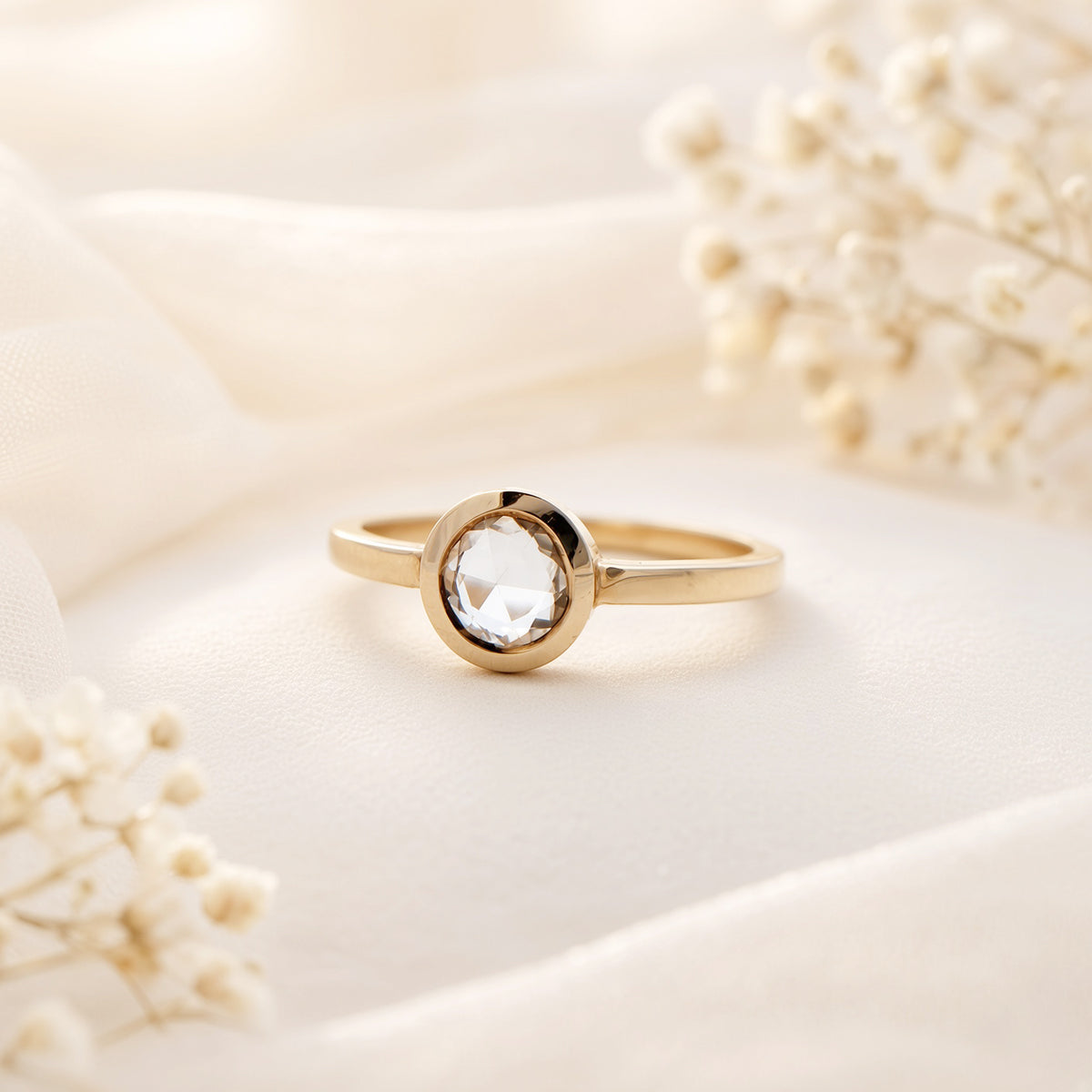 Rose-Cut Sapphire Bezel Solitaire Ring