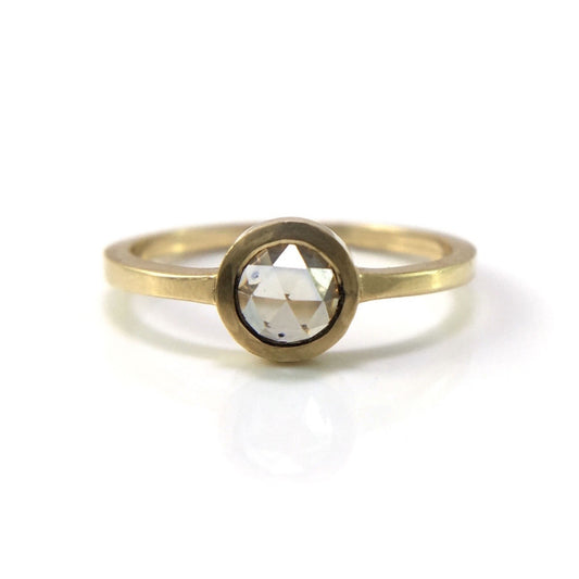 14k Yellow Bezel-Set Solitaire with 0.60ct White Rose-Cut Sapphire