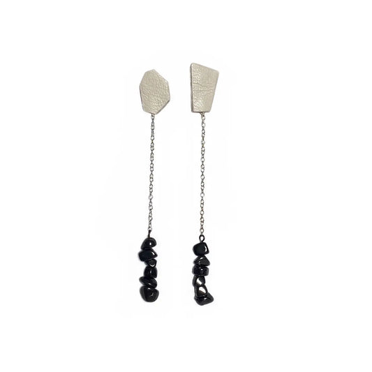 Leather & Hematite Drop Earrings