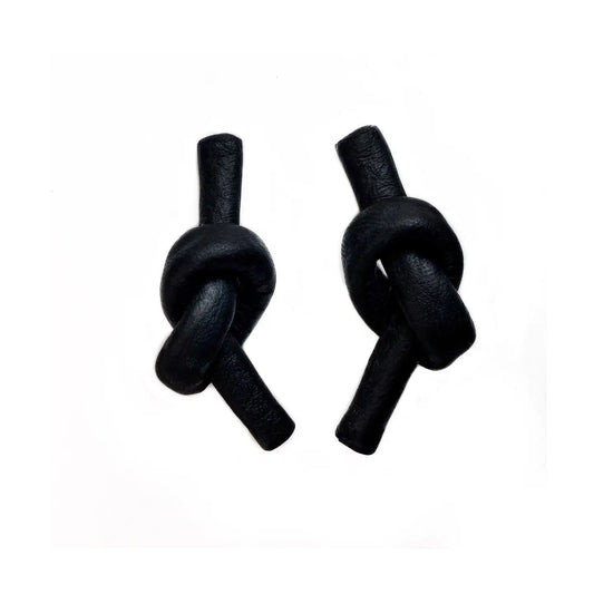 Black Leather Knot Earrings