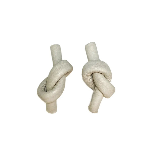 White Leather Knot Earrings