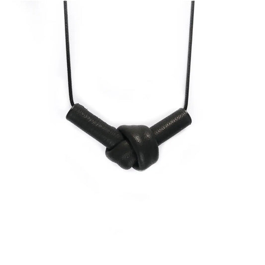 Black Leather Knot Necklace