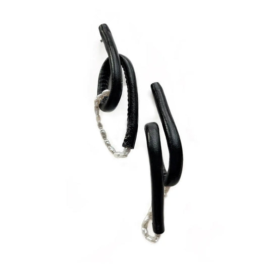 Leather & Pearl Twist Earrings