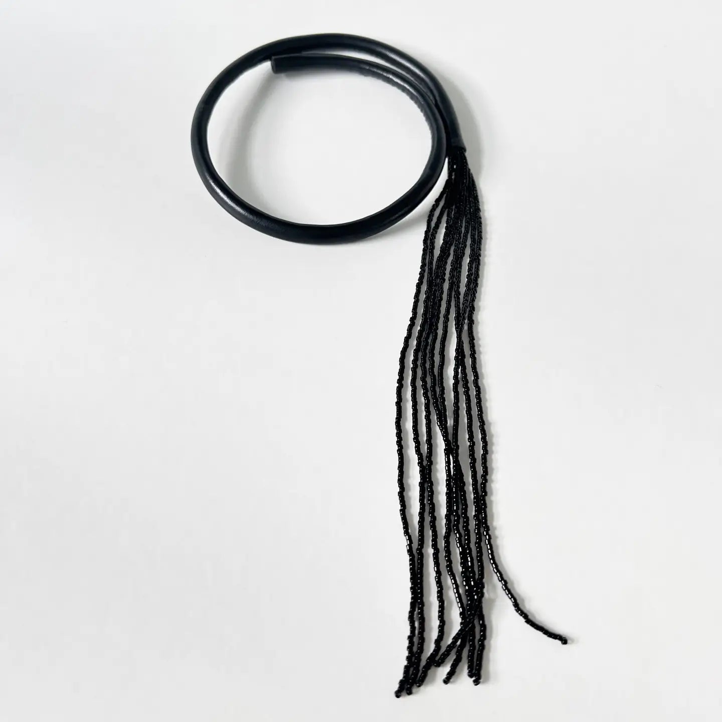 Black Choker Beaded Tassel Necklace
