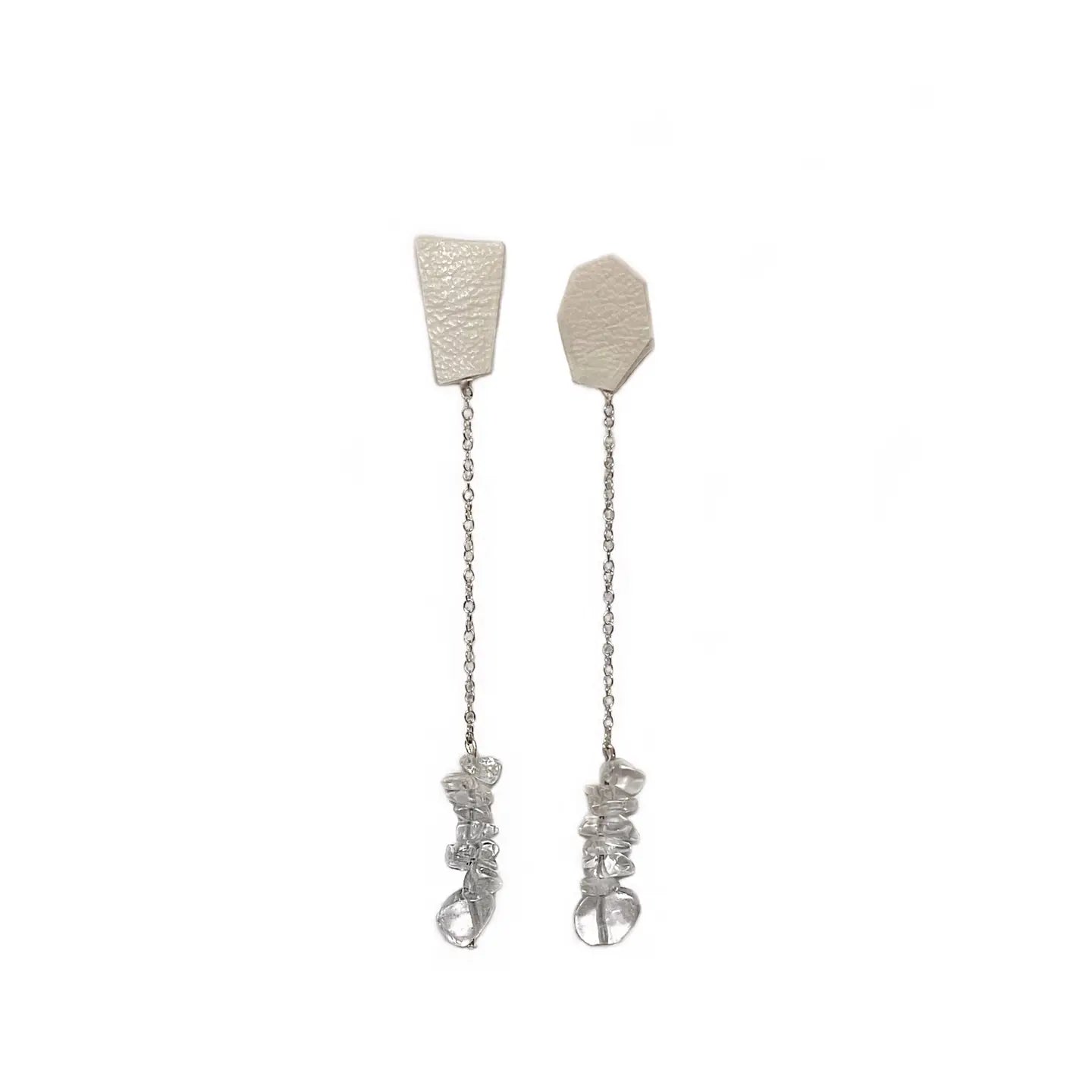 Leather & Quartz Drop Earrings