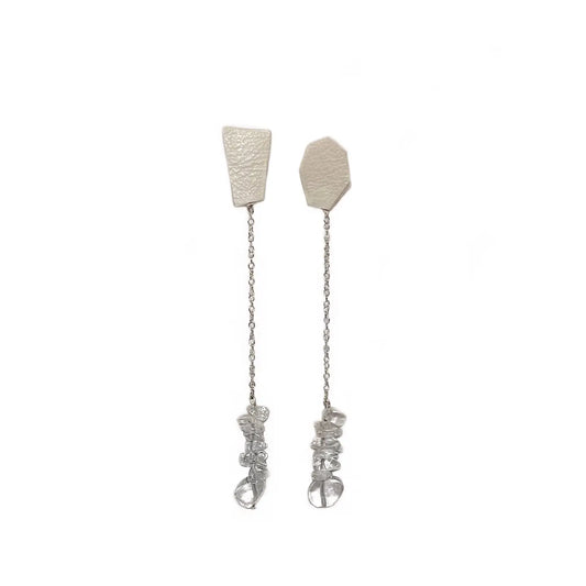 Leather & Quartz Drop Earrings