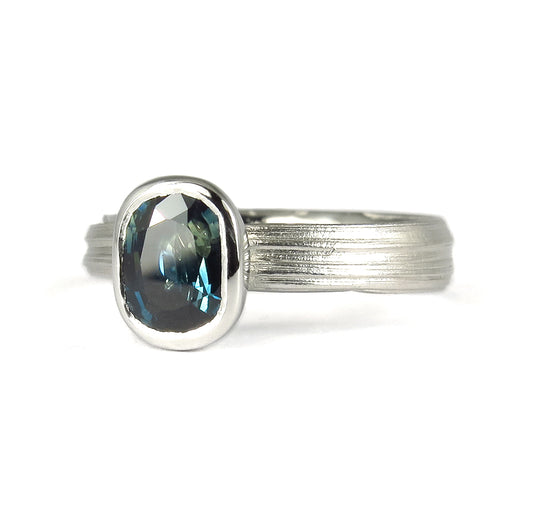 Mitsuro Classy - Teal Sapphire Solitaire Engagement Ring